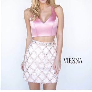 “Vienna” Two-Piece Blush Cocktail Dress